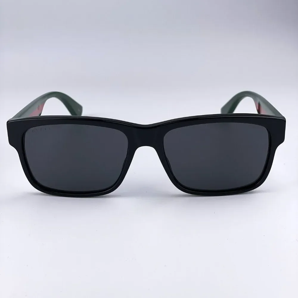 NEW Gucci GG0340S 006 Rectangle Black Green Sunglasses